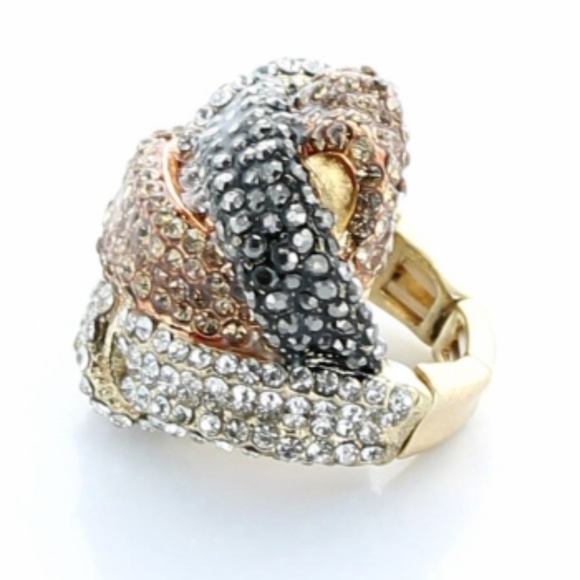 Elegant Woven Rhinestone Metal Stretch Ring - Picture 2 of 2